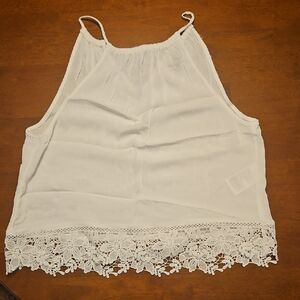 White Lace Trim Women's Top